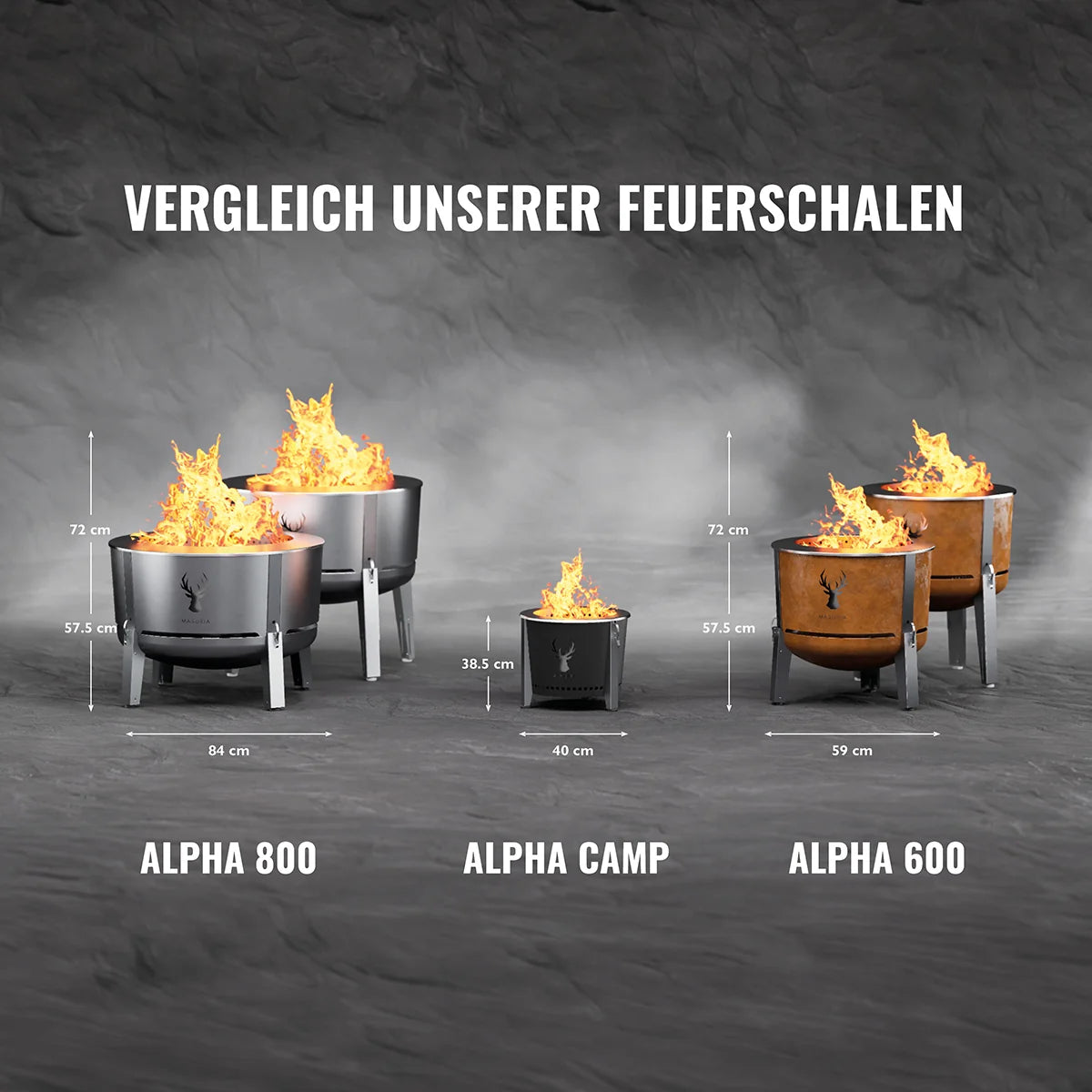 MASURIA WILD – raucharme Feuerschale in 40, 60 und 80 cm